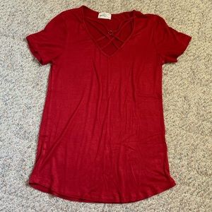 Caged Neck Casual T-shirt